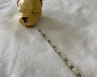Antique Celluloid Dog Bonzo Head Tape Measure, works great