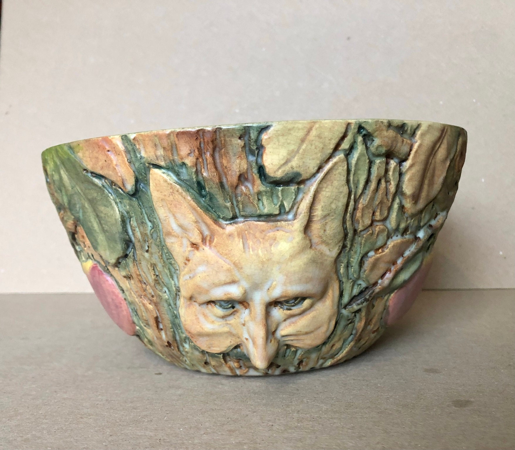 Rare Weller Woodcraft 1920-33 Fox Hanging Planter Bowl, Large Size