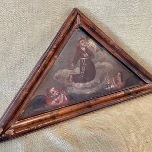 Antique 18th Century Italian Painting Retablo, Santos, Church Painting