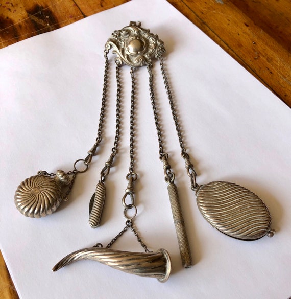 Antique Victorian Birmingham Silver Chatelaine, 18