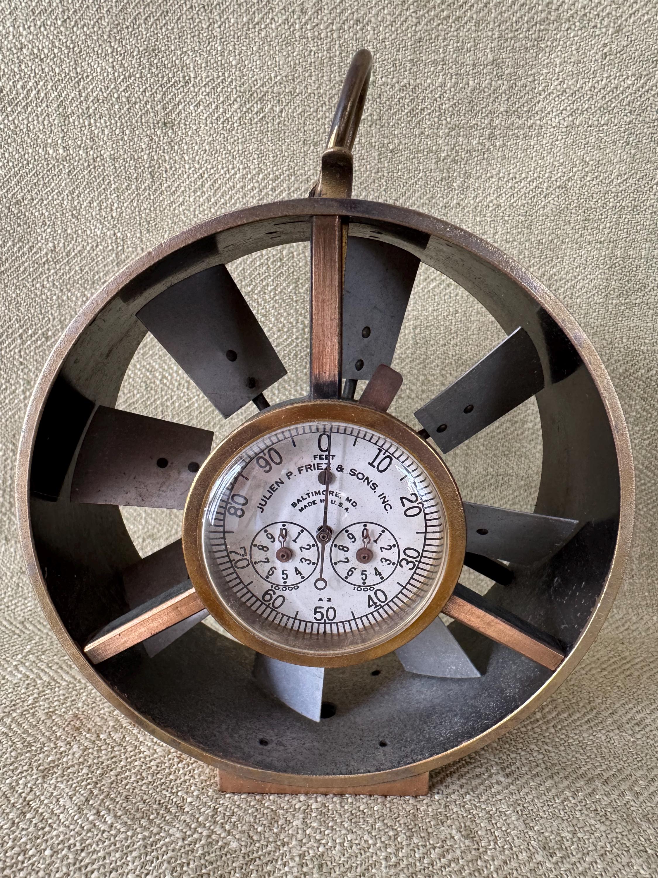 Antique Frieze Anemometer, Measure Wind Speeds, With Leather Case