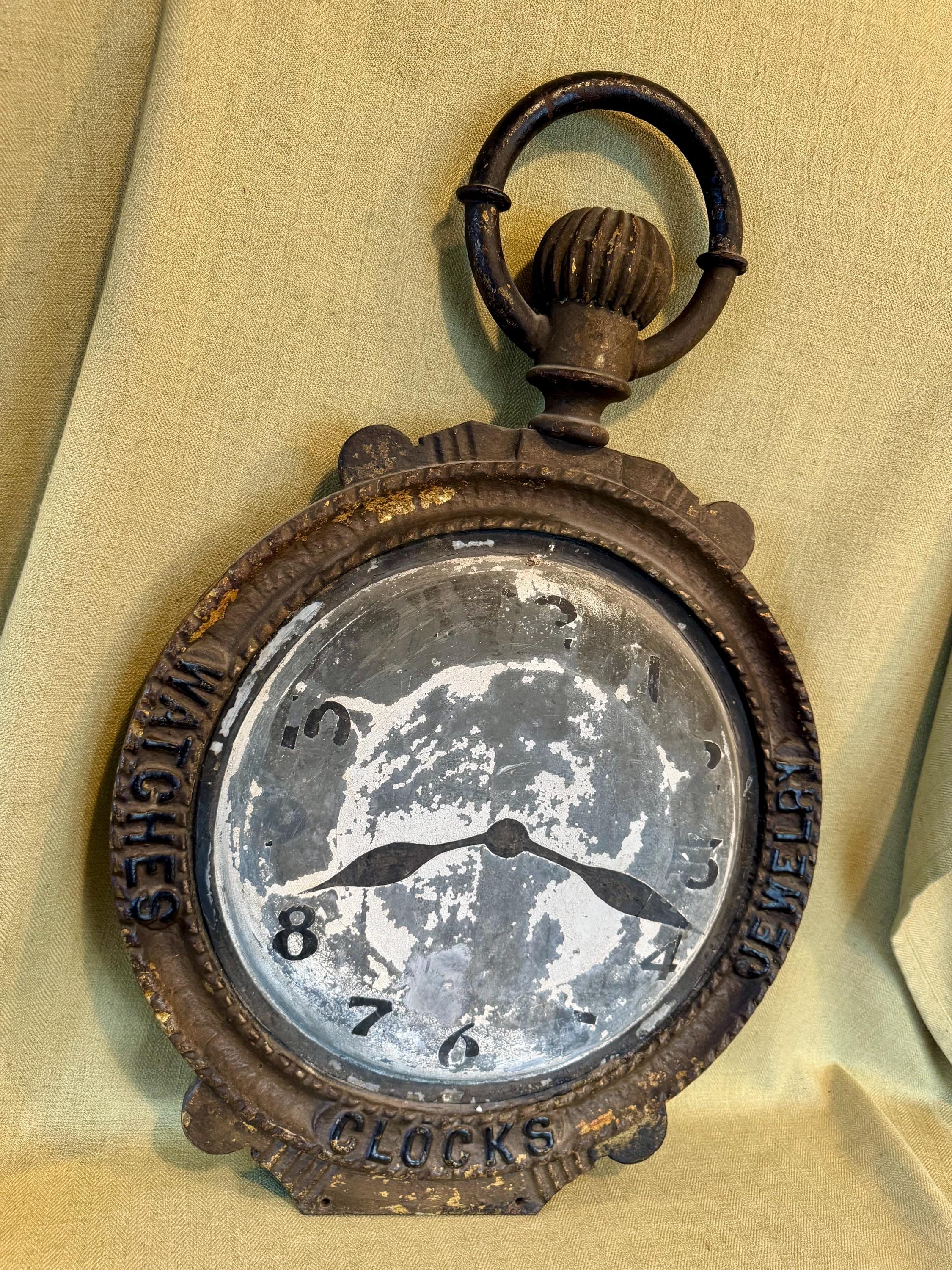 19th Century Cast Iron and Zinc Trade Sign Clock, Jeweler's