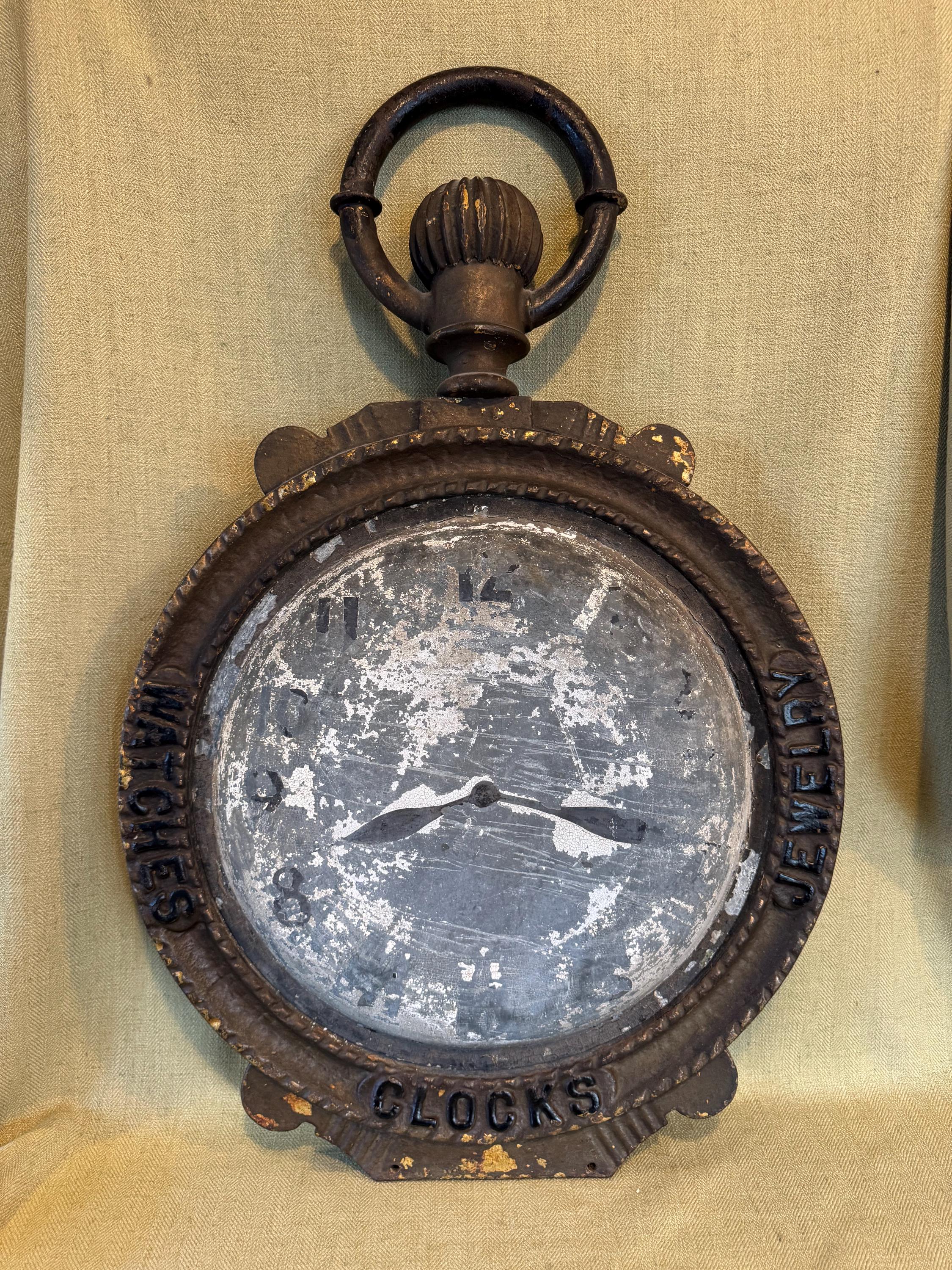19th Century Cast Iron and Zinc Trade Sign Clock, Jeweler’s Watchmaker ...