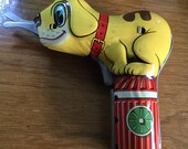 Vintage Tin Toy Cut Up Puppy, Dog on Hydrant Battery Op Scissors