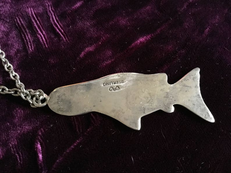 Heavy Native Pacific NW Haida Whale and Baby Whale Sterling Silver Pendant