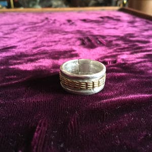 Vintage Sterling Silver and 10k Gold Ring, Wedding Band, Southwest Old Pawn