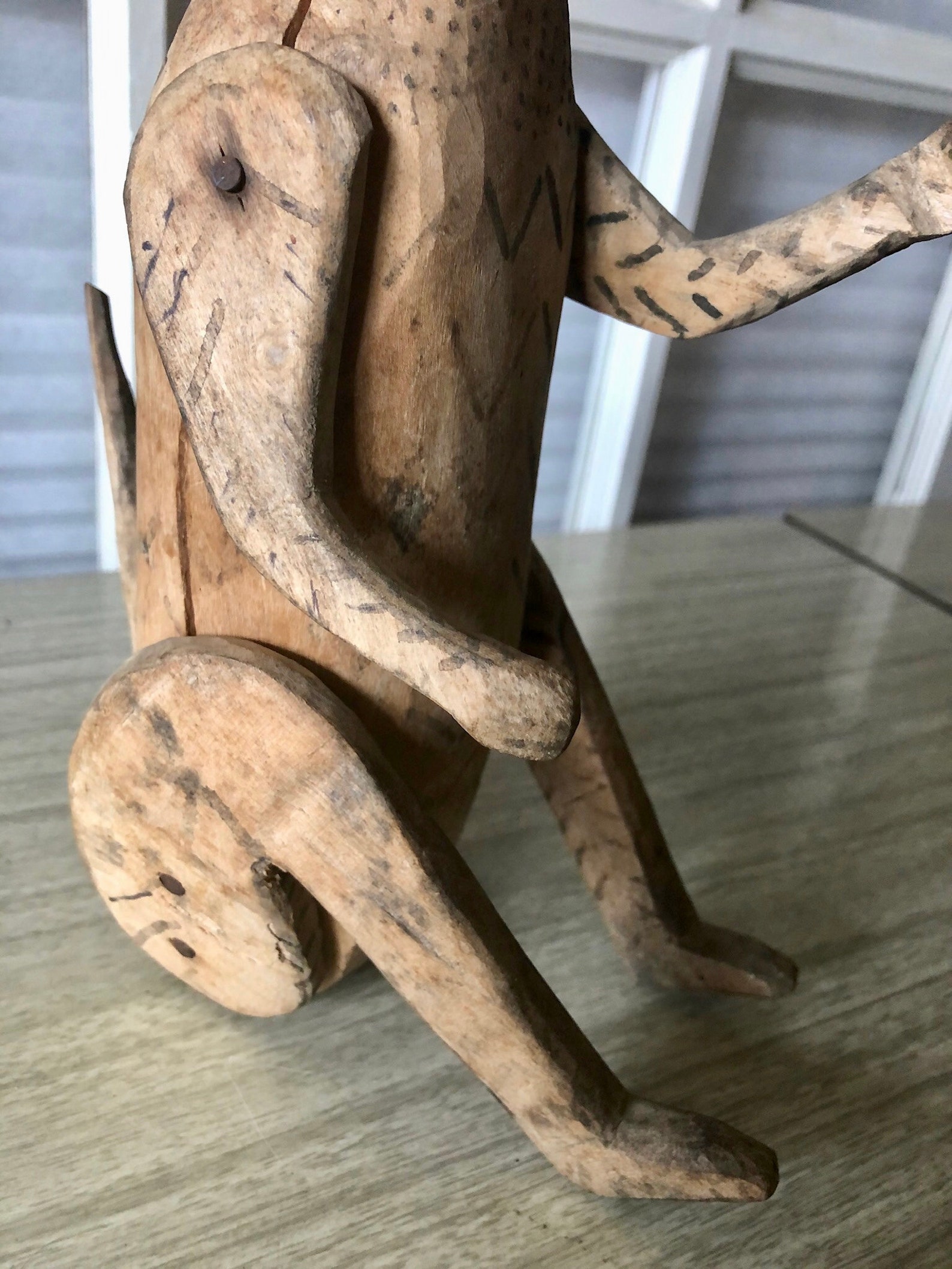 Primitive Antique Folk Art Carved Jointed Monkey Figure Toy | Etsy