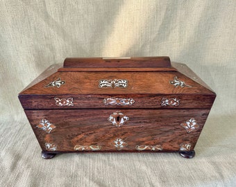 Stunning 1880’s Woolfield of Glasgow Inlaid Tea Caddy, Tea Casket with mixer