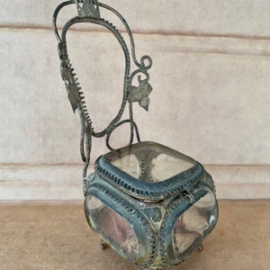 Antique French Ormolu Bevelled Glass Jewelry Casket Chair Form