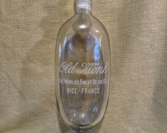 Huge French Monk Olive Oil Grocery Display Bottle, hand blown