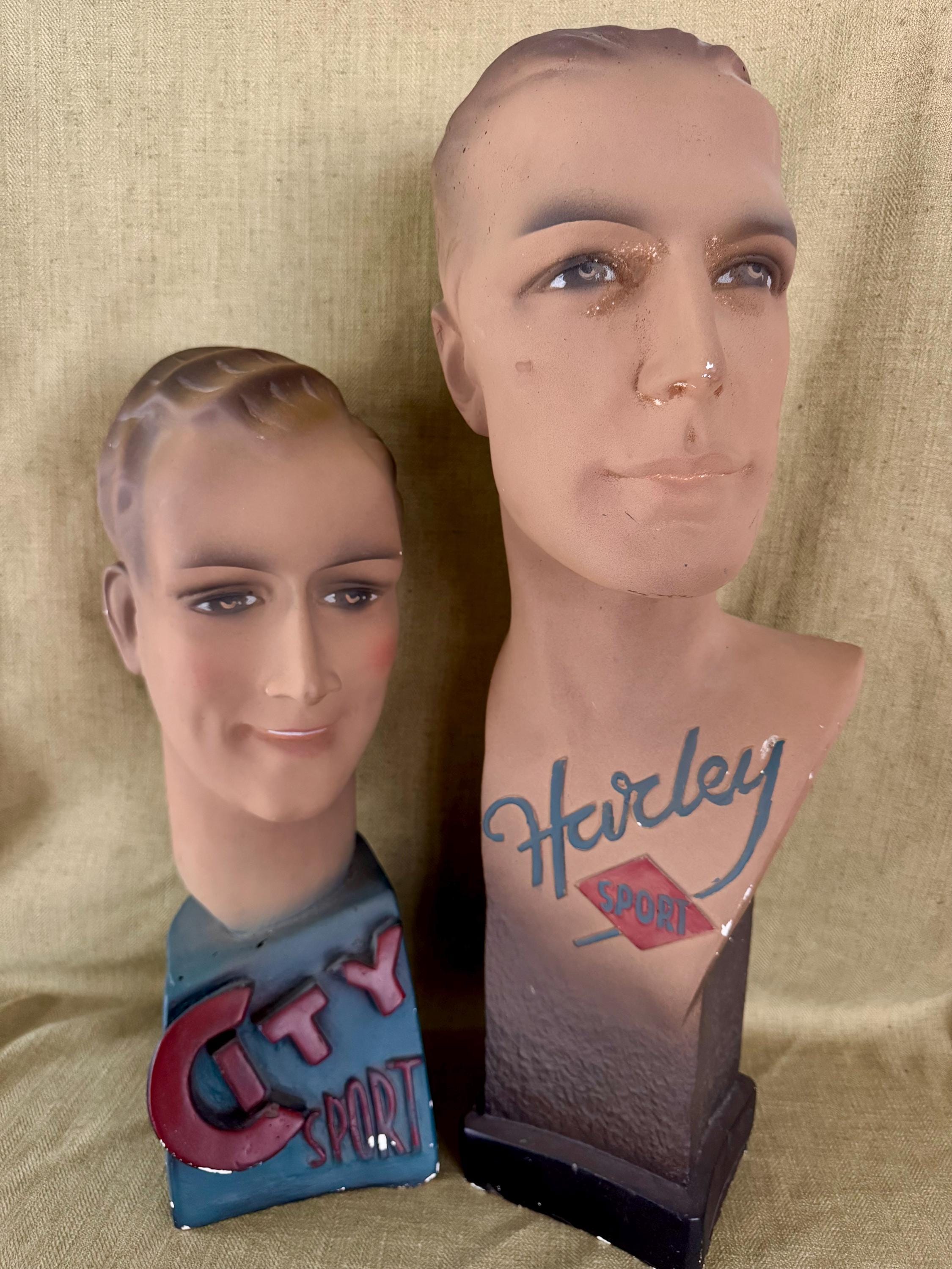 アンティーク 男頭 Vintage 40's- 50's Male Mannequin Heads, Harley and City Sport