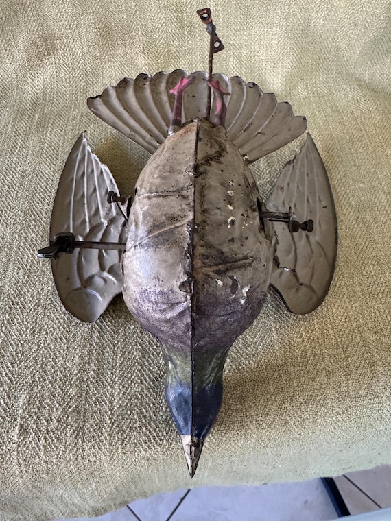 1890-1910 Tin Wind up German Flying Bird, Pigeon Toy, Issmayer