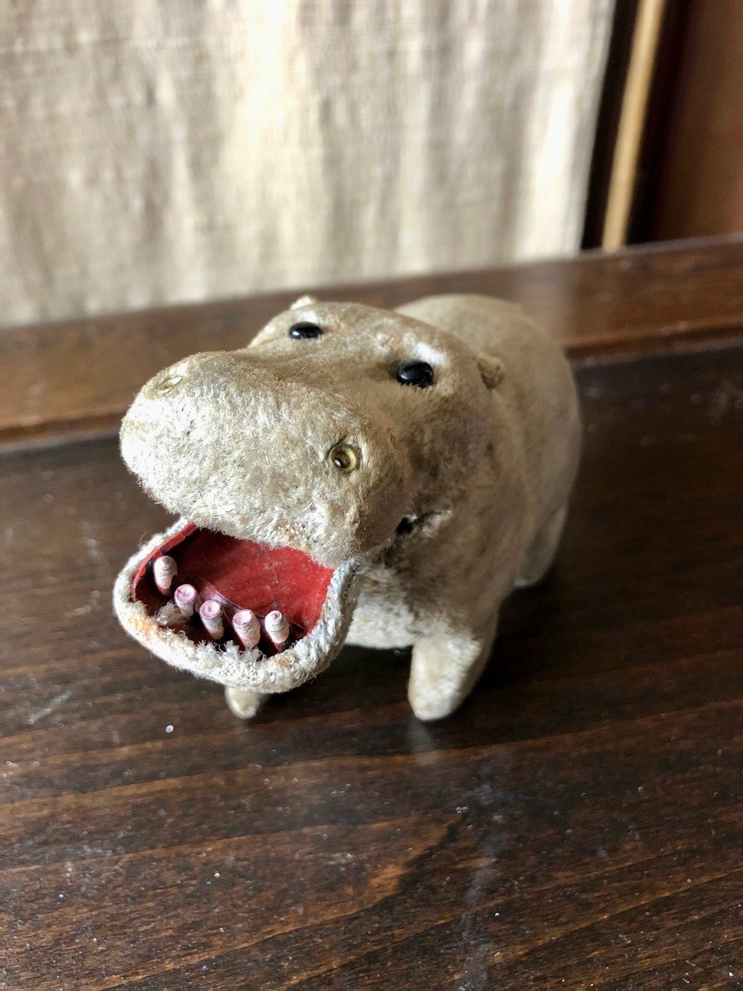 Rare Vintage Japan Tin Mohair Wind up Hippo Toy Hungry Hippo Etsy