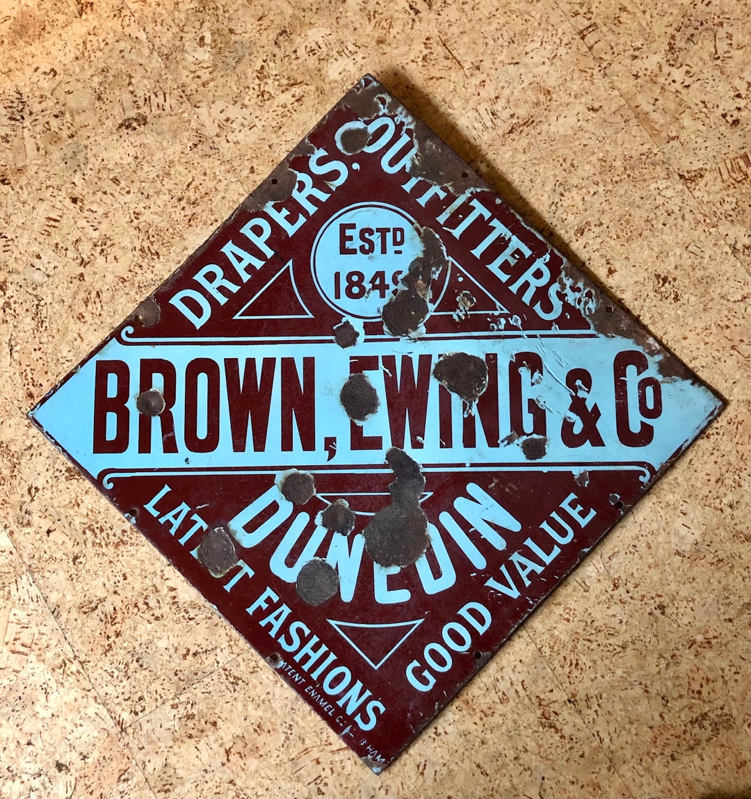 Antique New Zealand Porcelain Enamel Fashion Outfitters Sign Etsy