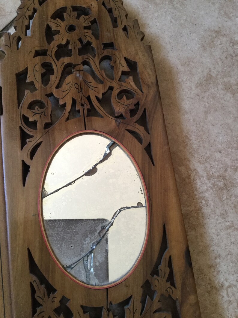 Antique Danish Tri Fold Shaving Mirror Lattice Work Etsy