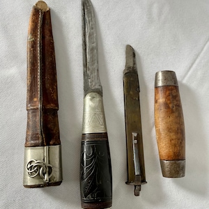 Two As Found Antique Finnish Puuko and Swedish Barrel Knives, Lot