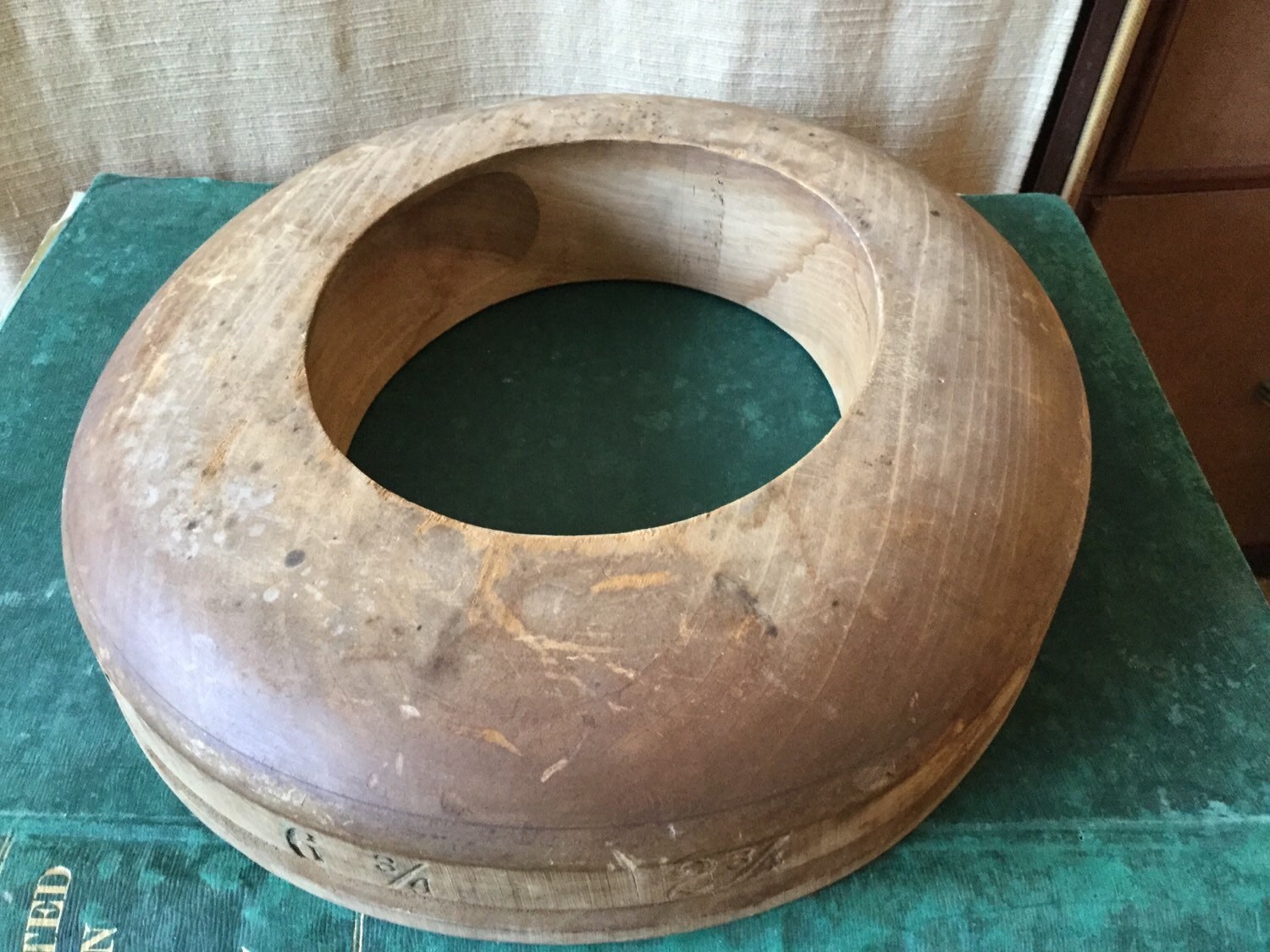 Antique Primitive Wooden‎ Block Hat Brim Mold Millinery Form 547 7 1/4 2 1/2 Antique Primitive Wooden Block Hat Brim Mold | Mercari main image 2