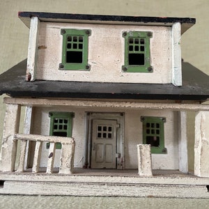Wonderful Miniature 6” California Bungalow House Model, Folk Art