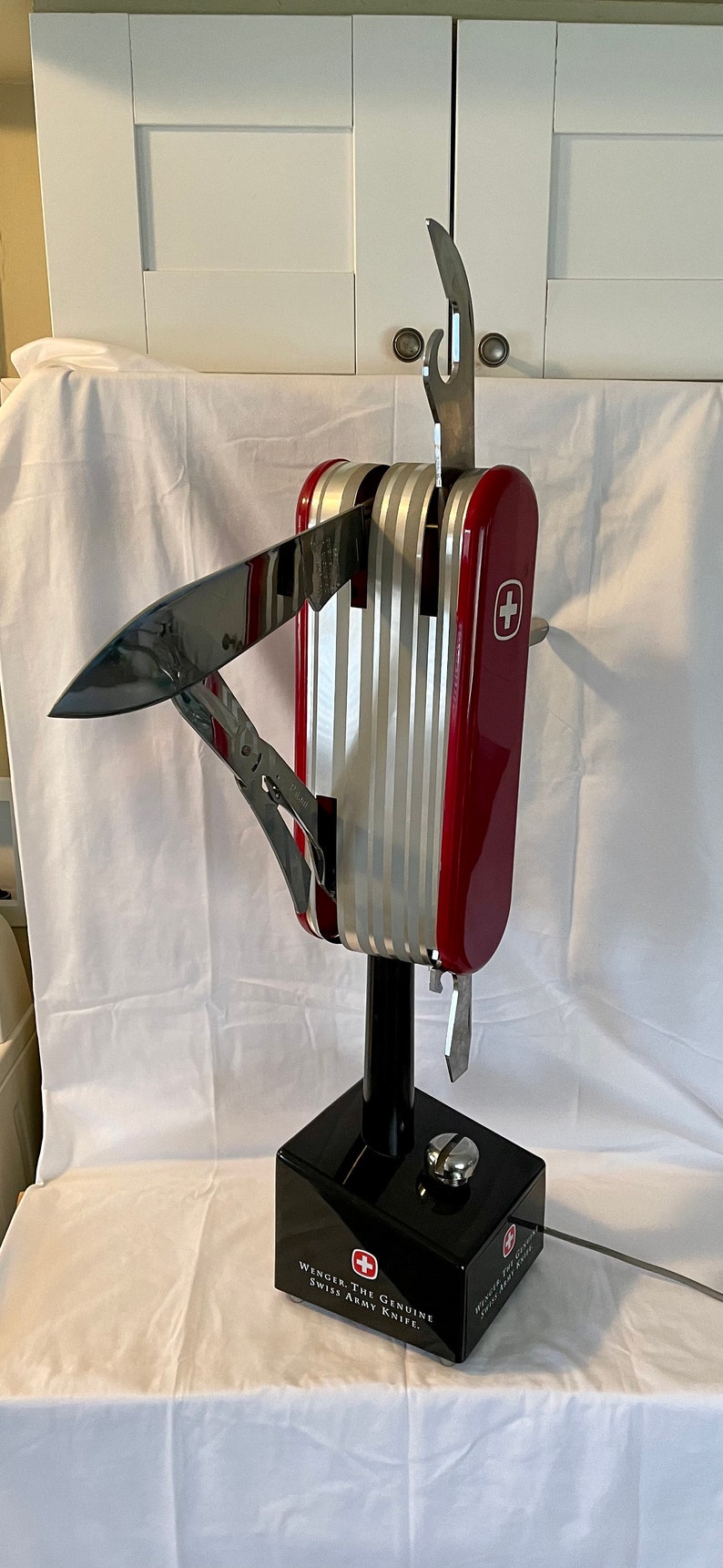 Vintage Motorized Automaton Giant Swiss Army Knife Counter Store Display sign image 5