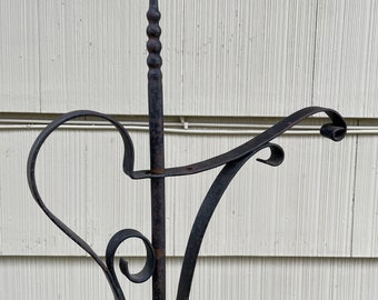 Antique Hand Wrought 19th Century Iron Lamp Stand