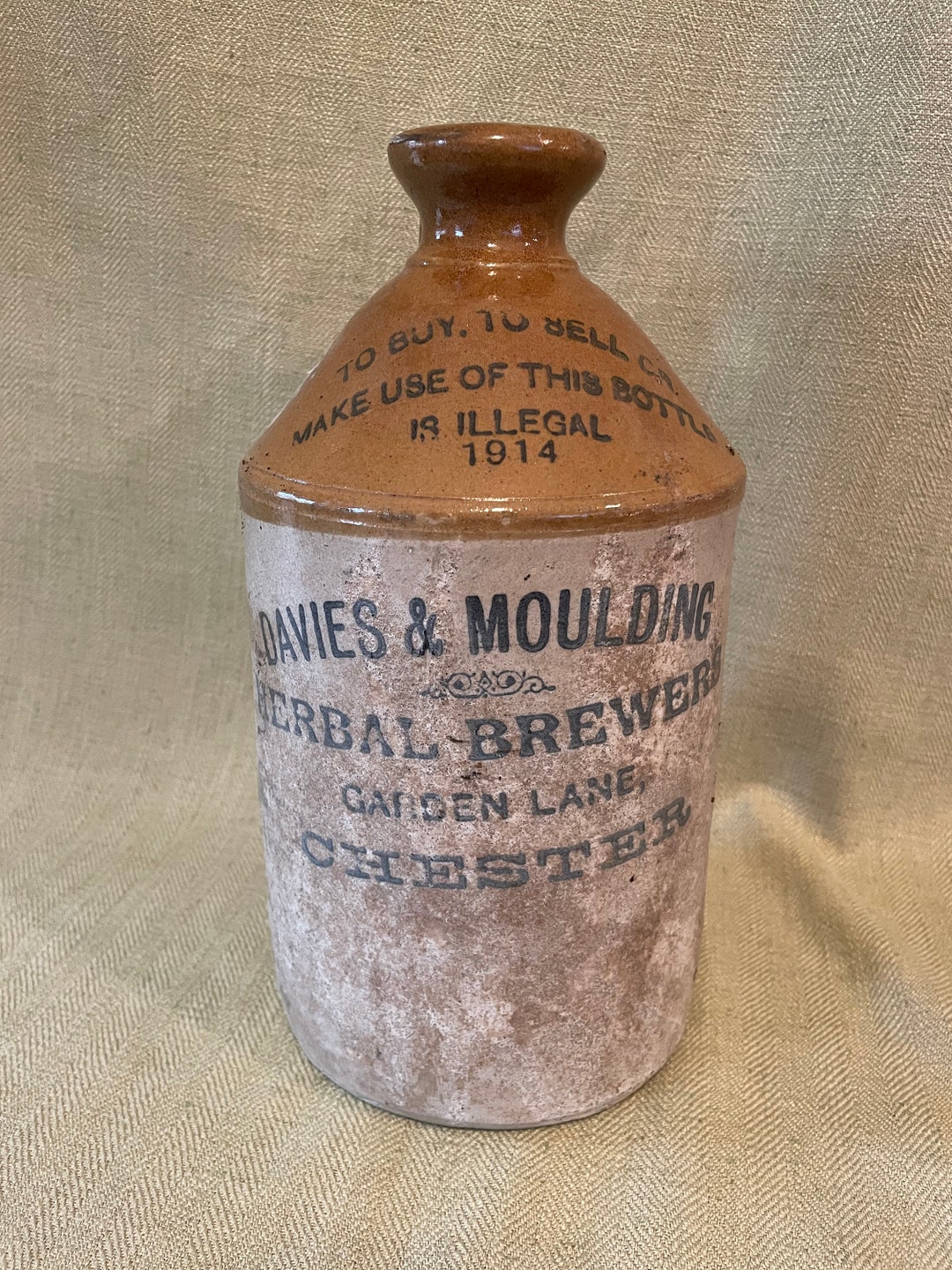 Antique Stoneware Herbal Brewery Jug, 1914 Etsy