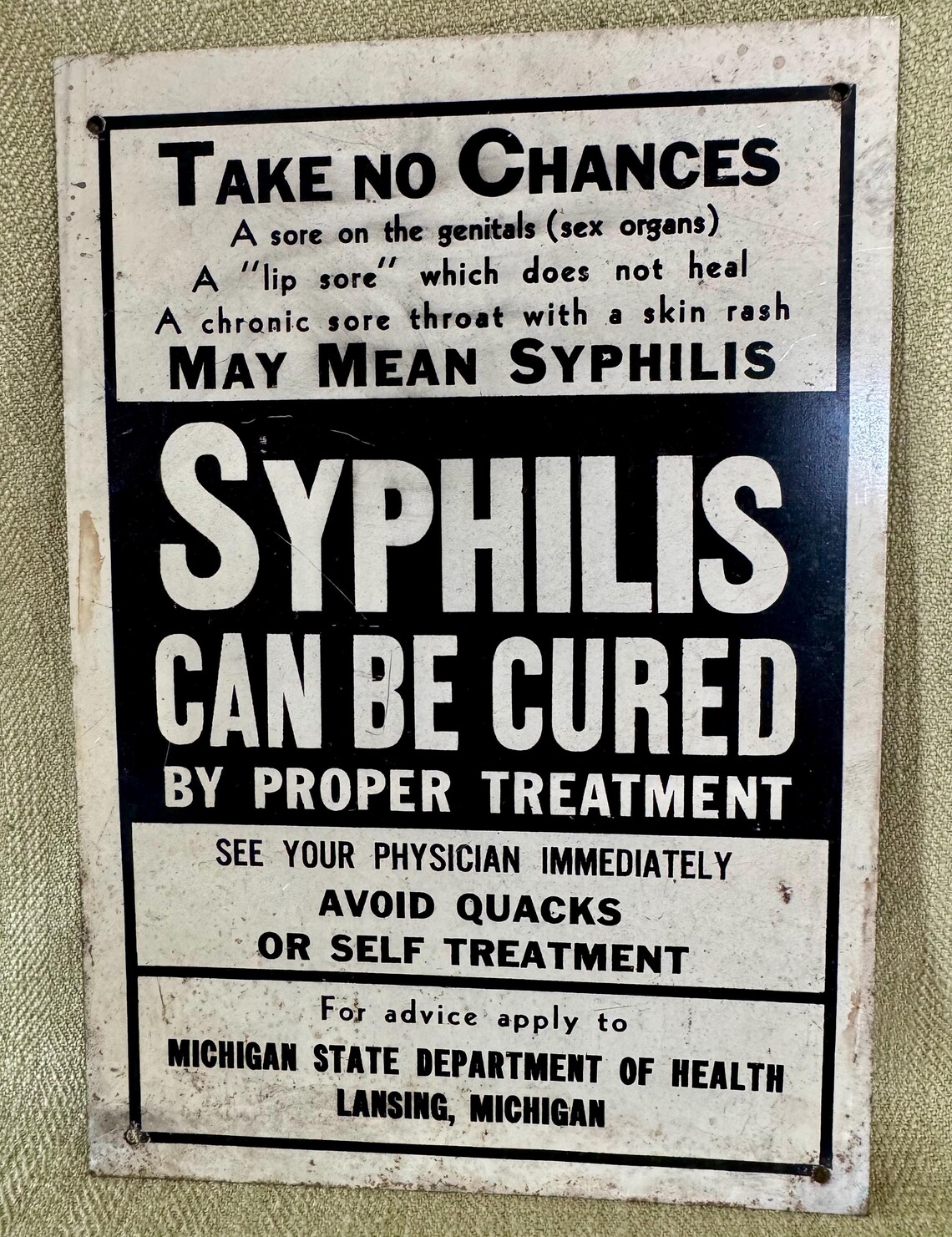 Stop Syphilis Sign Image Original Health Dept. Syphilis Warning Sign - Etsy
