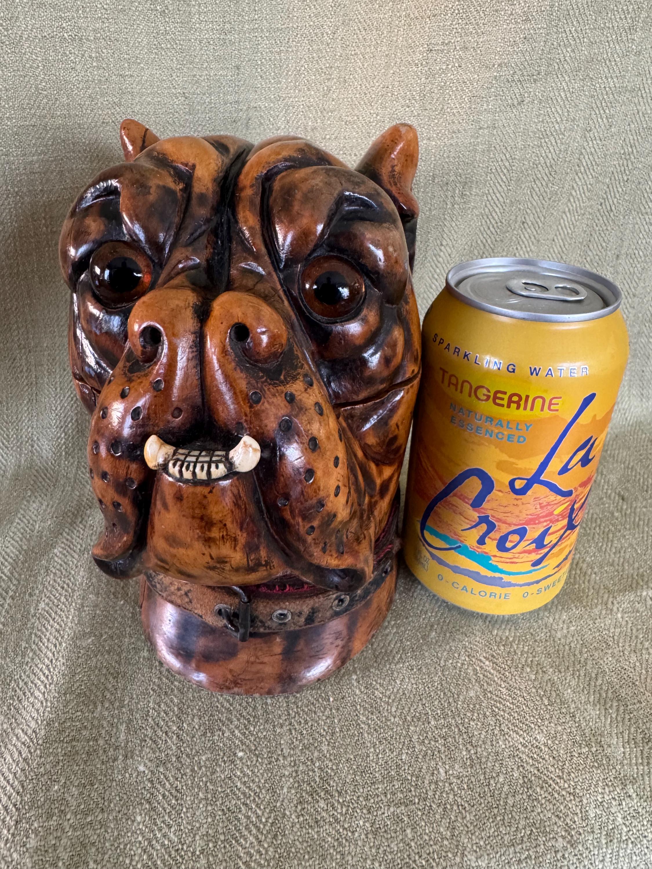 bulldog tobacco tin 19th Century Burl Bulldog Tobacco Jar, Humidor