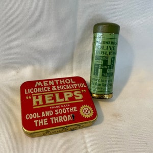 2 Antique Medical Tins, Throat Lozenges and Laxative