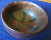 Early Hand Turned Painted Wood Treenware Folk Art Bowl