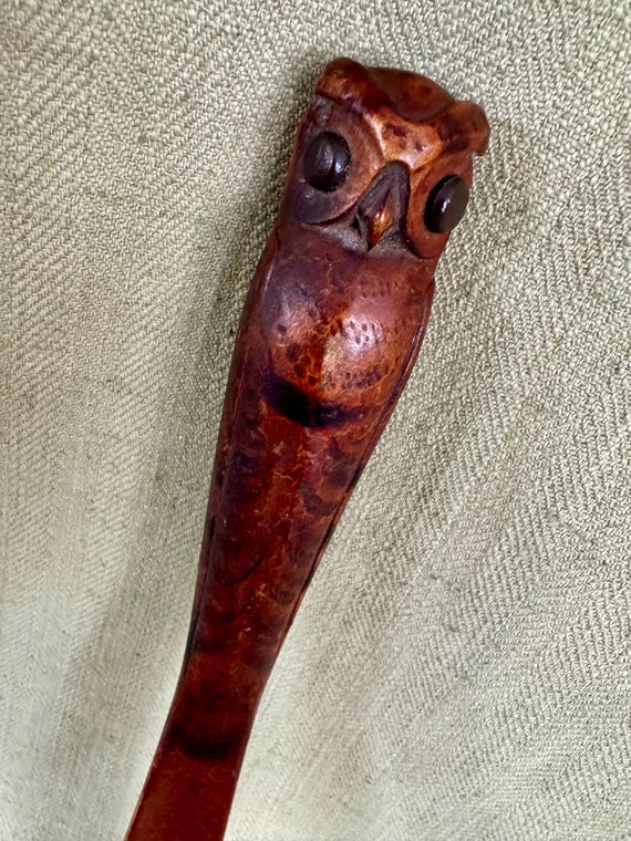 Antique Folk Art Owl Shoe Horn