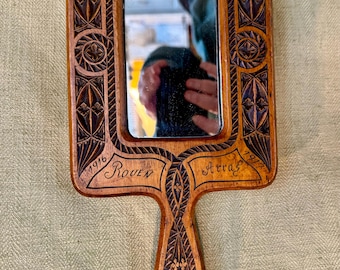 Antique WWI Prisoner of War Folk Art Chip Carved Hand Mirror - Etsy