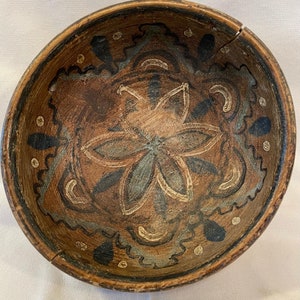 18th Century, Dated 1783, Norwegian Folk Art Painted Wood Bowl