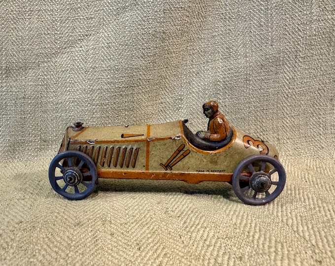 Poupée Miniature Ancienne Penny Toy – Dans Poussette En Fer (8,5 Cm) – Années 1900