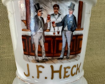 Edwardian Shaving Mug with Bar Scene and Dapper Gentleman