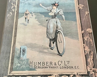 Wonderful Humber Bicycles Framed 1890’s Advertising Print