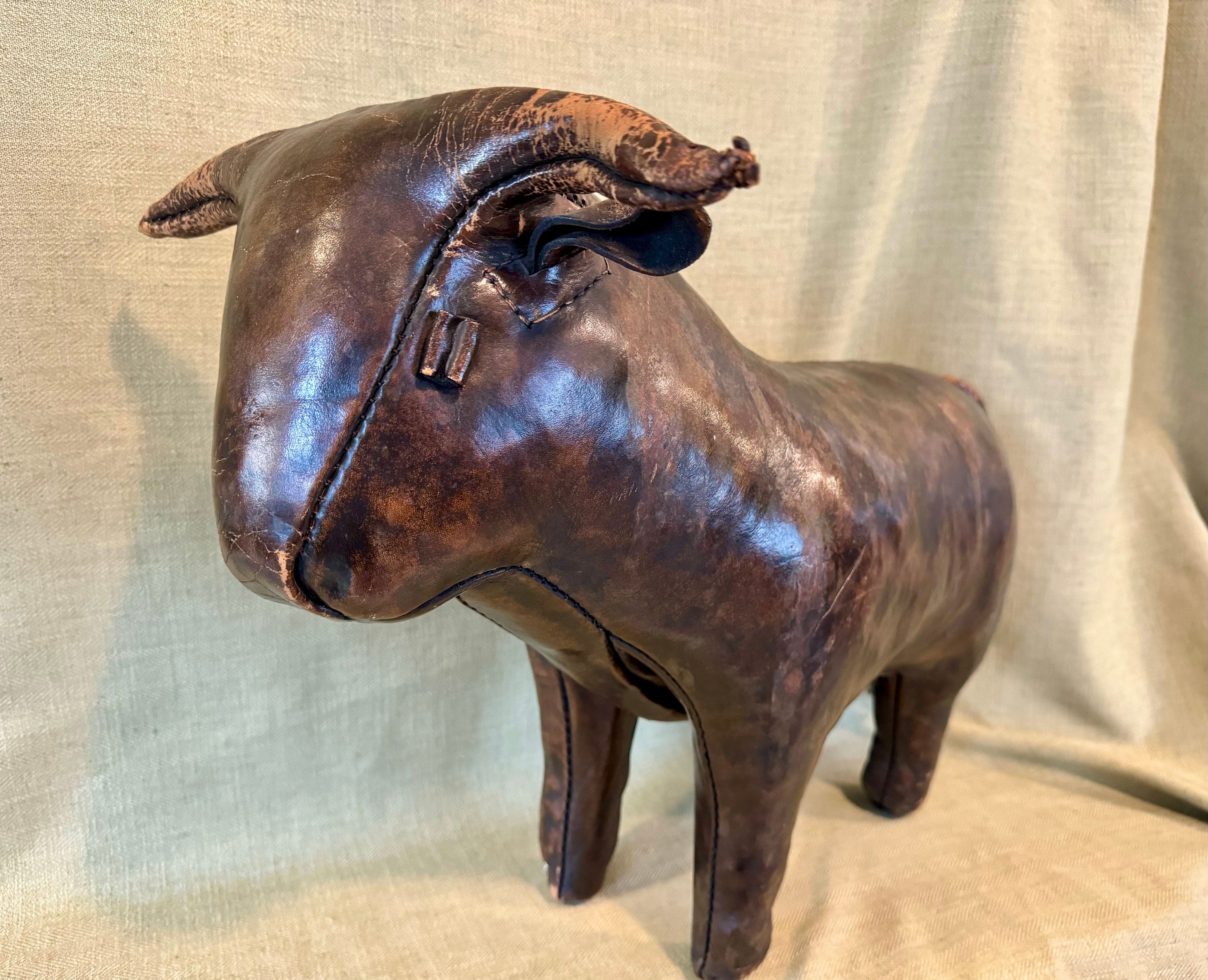 Mid Century Original Omersa Leather Bull Footstool, Abercrombie - Etsy
