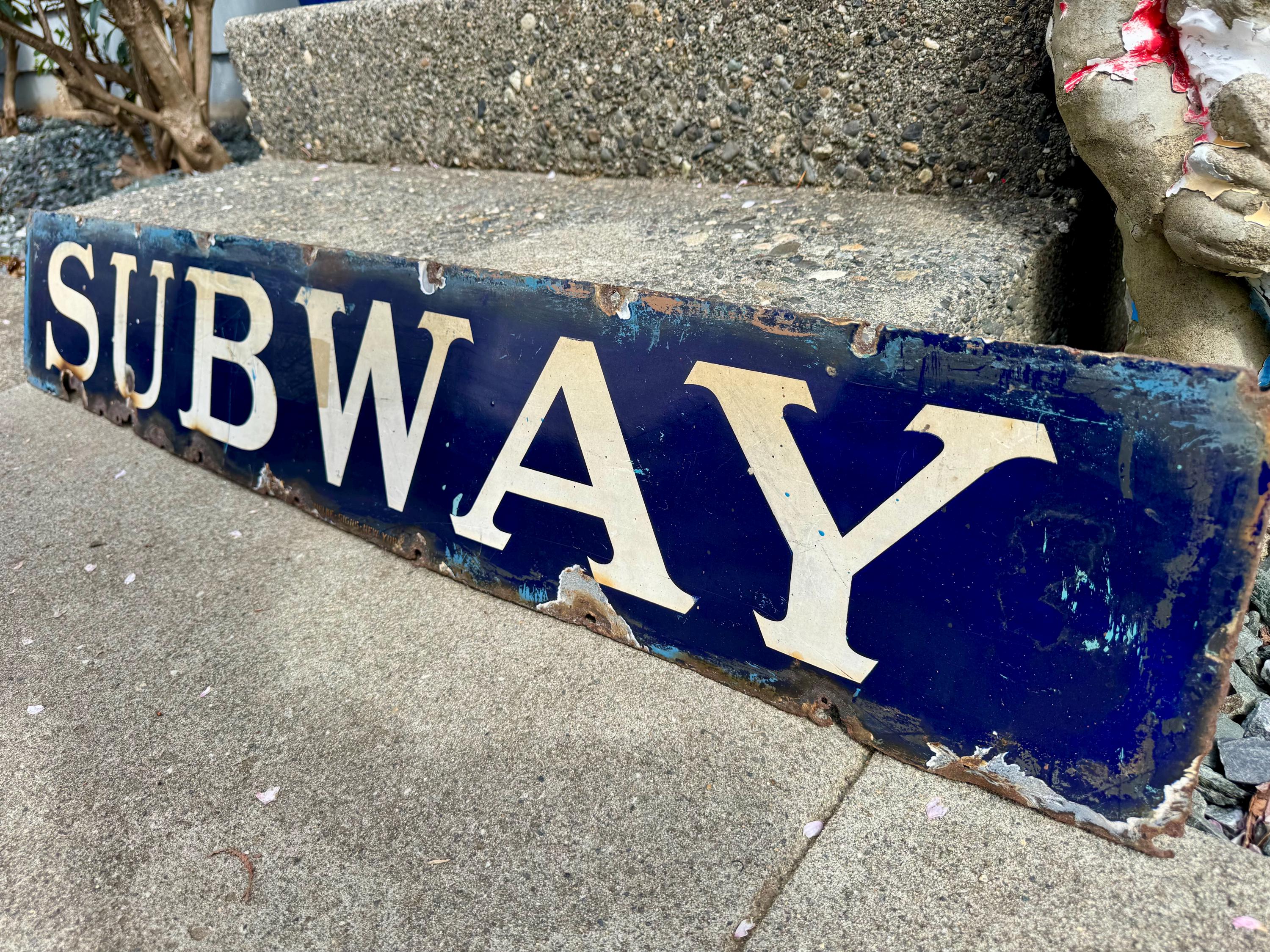 Original 1920's New York City Subway Sign, Porcealain Enamel