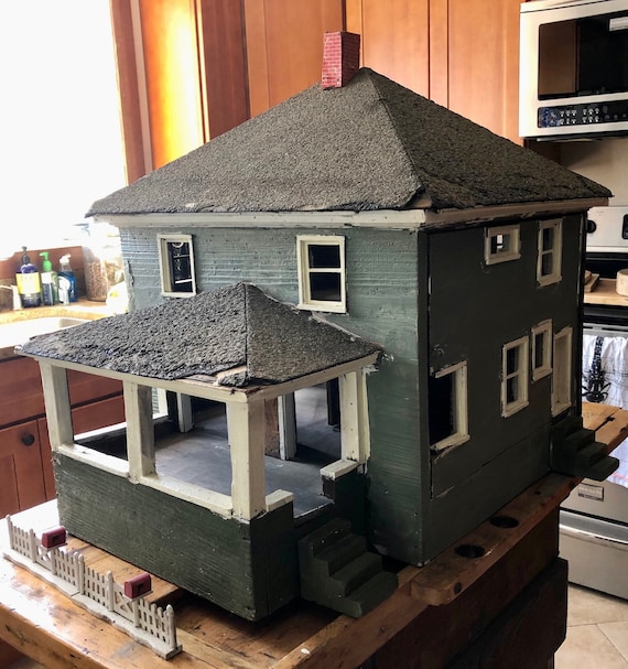 Bliss Two Story House with Porch : Lot 39  House with porch, Antique  dollhouse, Doll home