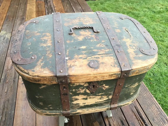 Green Iron Strap Trunk Green Iron Strap Trunk