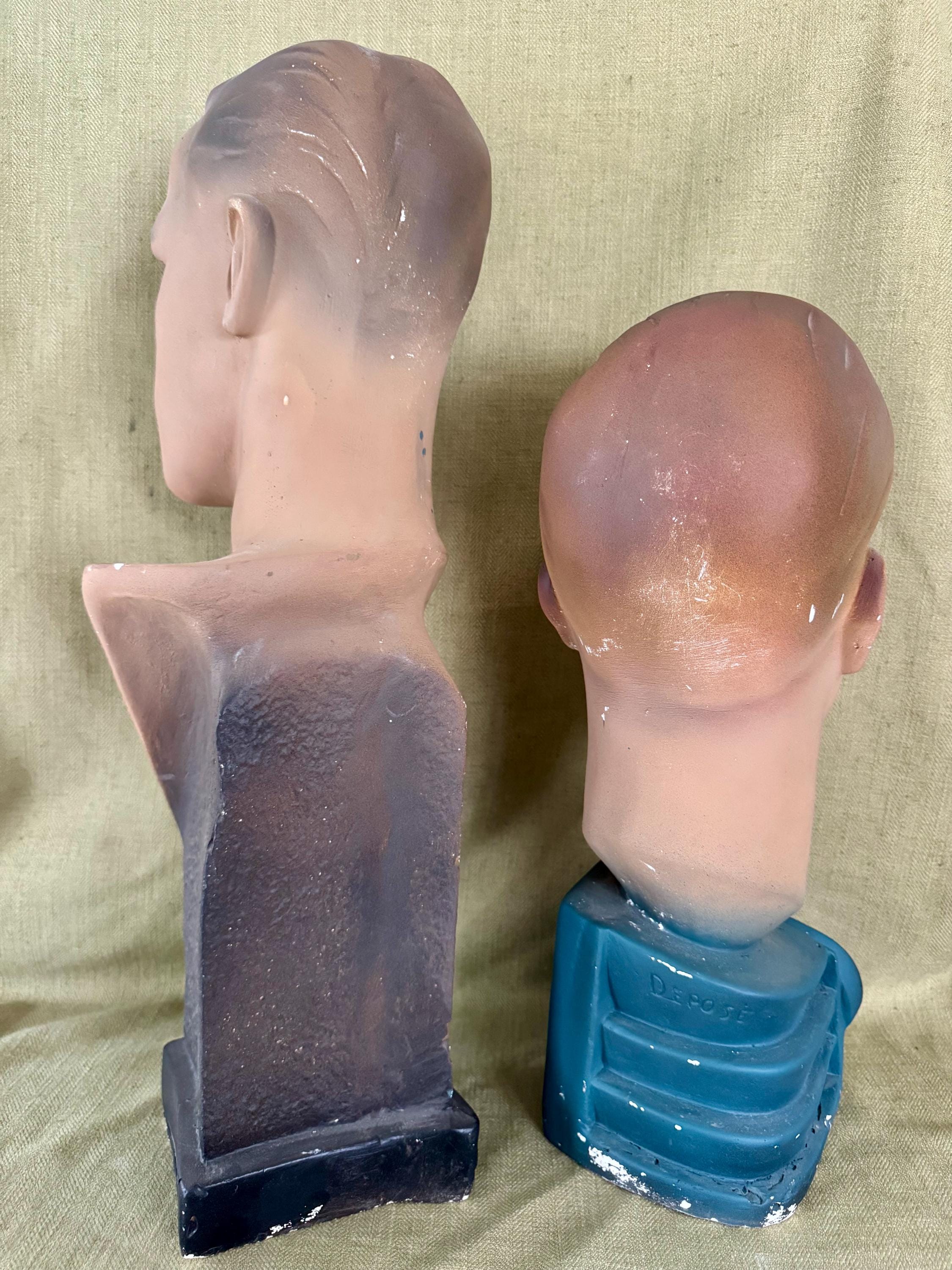 Vintage 40's- 50's Male Mannequin Heads, Harley and City Sport