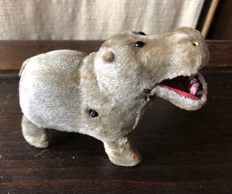 Rare Vintage Japan Tin Mohair Wind up Hippo Toy Hungry Hippo Etsy