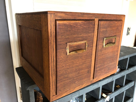 Antique Quartersawn Oak Two Drawer File Cabinet Industrial Etsy