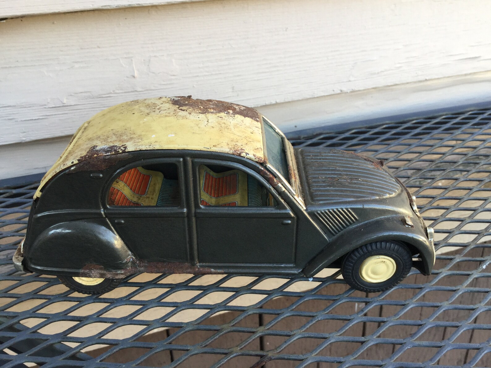 Jouet Ancien LS Citroën 2CV à Friction - 21cm - Fabriqué En Argentine Vers 1960