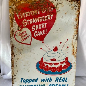 Vintage 1960’s Grocery Store Sogn, Bakery Sign for Strawberry Shortcake