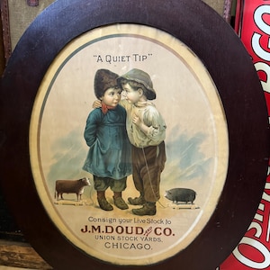 Impresionante cartel original de ganado de 1890-1910 enmarcado, Chicago Stock Yards