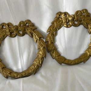 Large 19th Century Gilded Iron Ormolu Architectural Wreaths, pair image 1