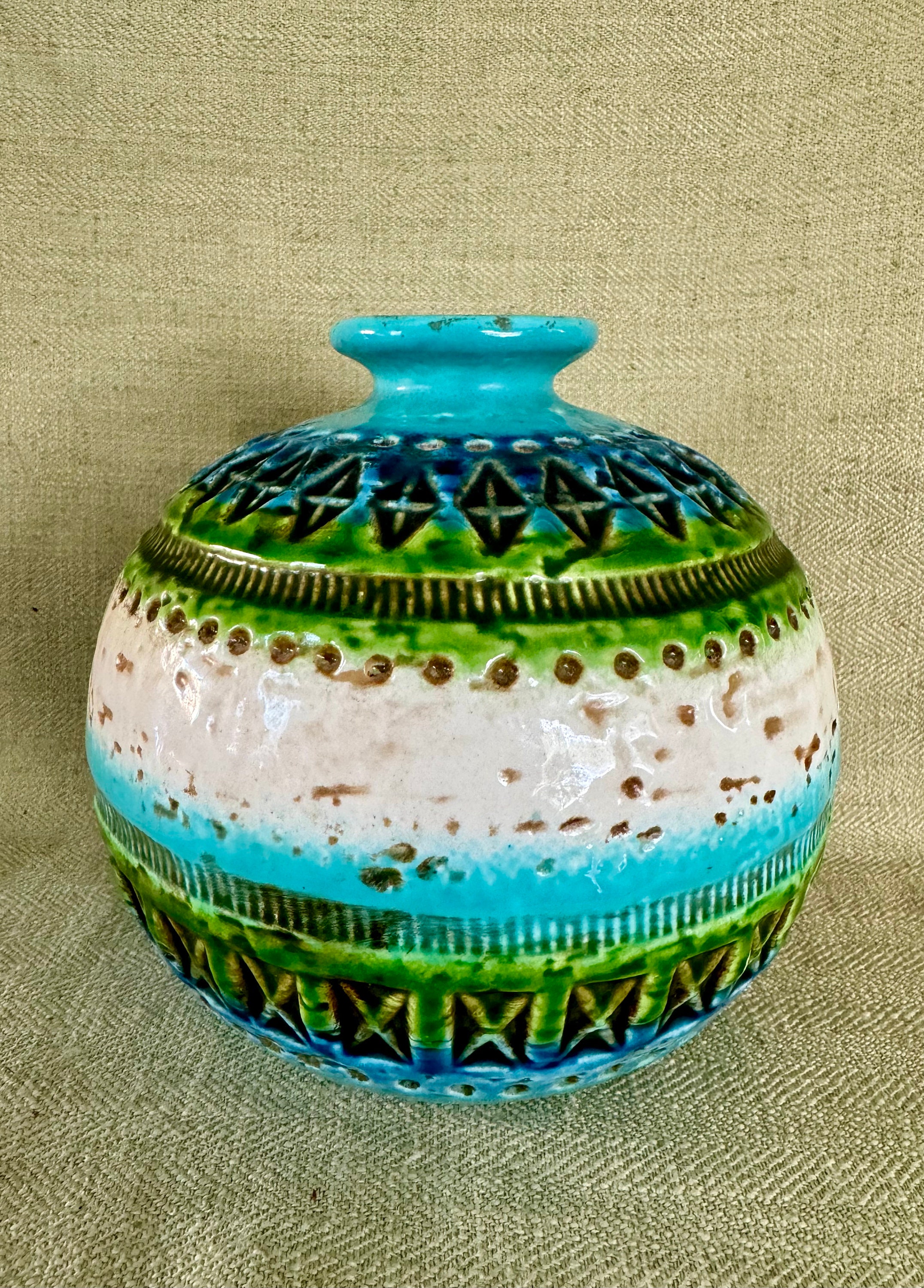 Bitossi for Rosenthal Nutter Vase With Original Label, Bimini Blue