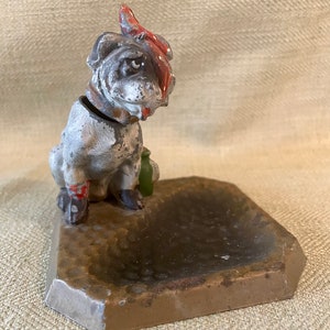 1020’s Austrian Cold Painted Hangover Dog Ashtray with Nodding Head. Bulldog