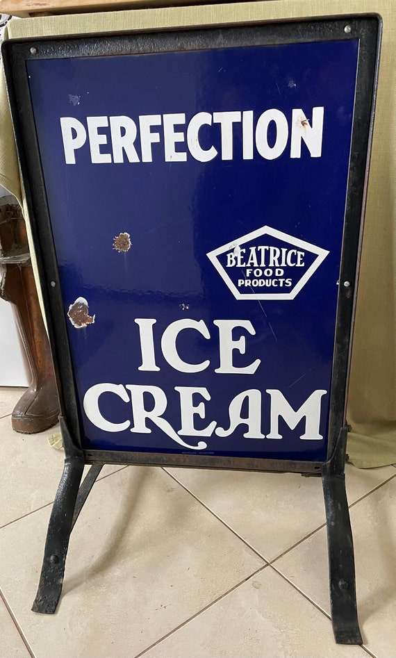 Antique Original 1930's Sidewalk Sign, Perfection Ice Cream