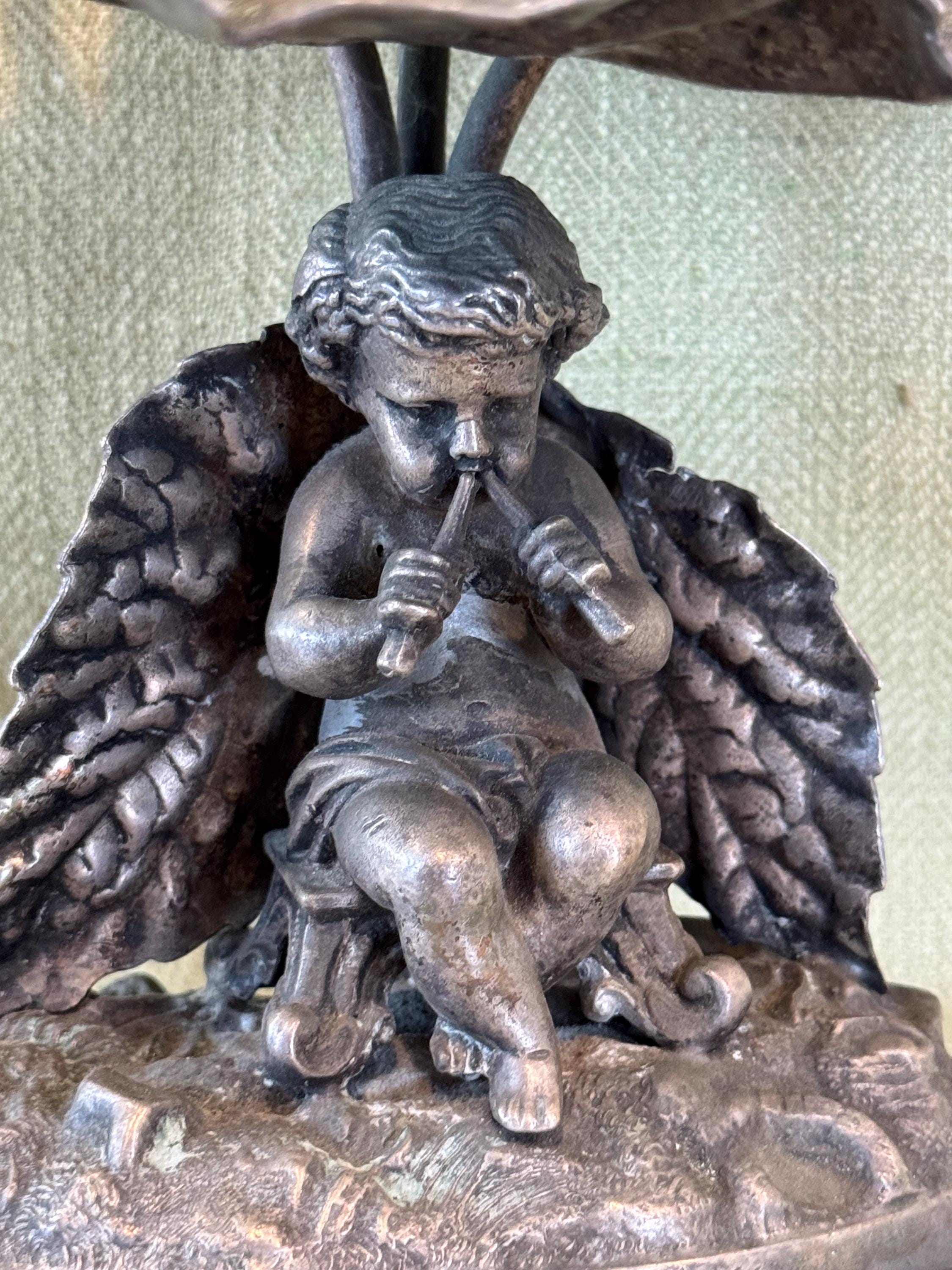 Victorian Cabbage Leaf Silver Plate Compote With Putto and Insects ...